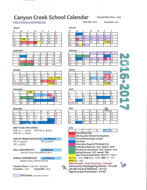 Canyon Crest Academy Calendar